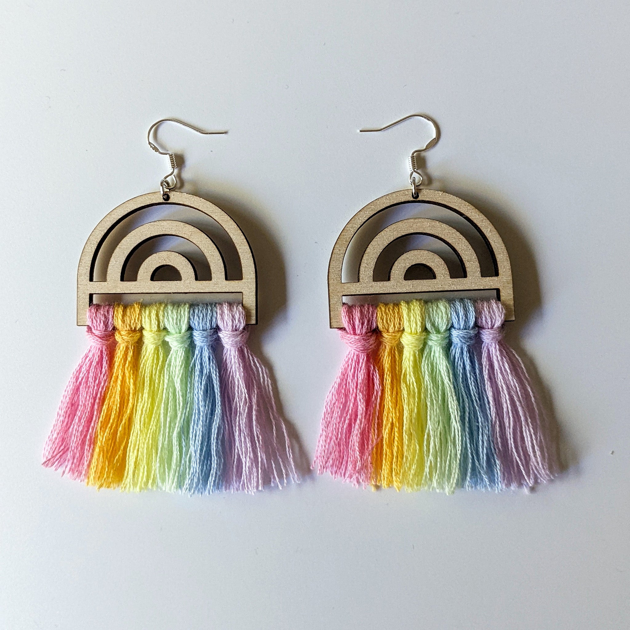 Multicolor Plastic Macrame Earrings No Ear Piercing Required