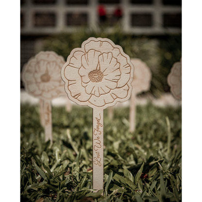 Poppy Flower Stake Lest We Forget Garden Marker ANZAC Day